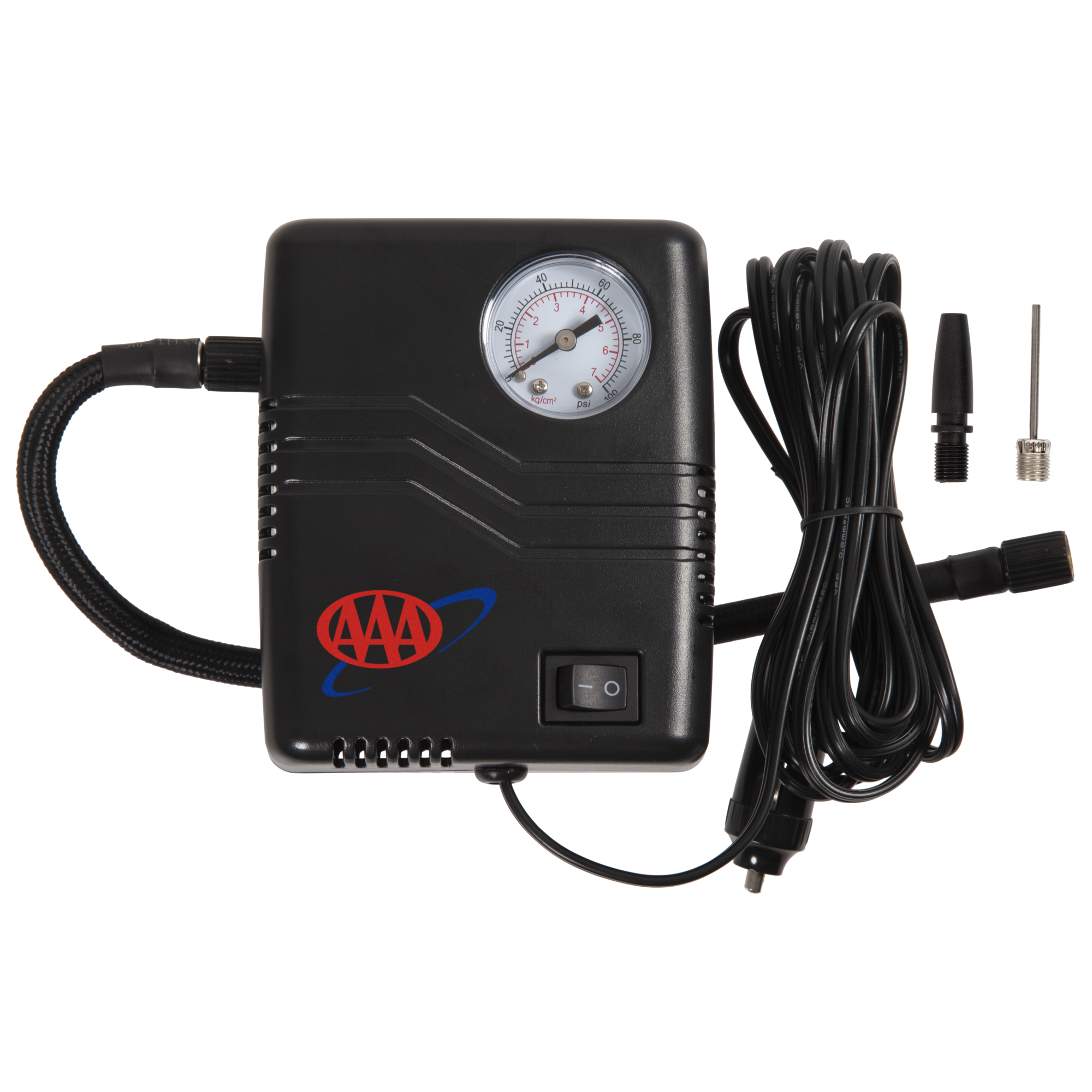 Lifeline AAA Mini Tire Air Inflator - 12V, 50 PSI, Built-In Dial Pressure Gauge, Corded, Model# 4354AAA